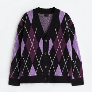 H&M relax fit argyle pattern cardigan Size S